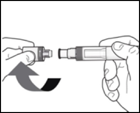 The cap on the product is being removed in the direction demonstarted by an arrow 