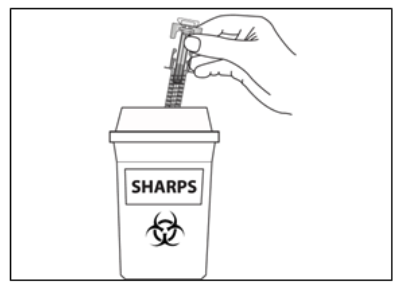 Strzykawka umieszczana w pojemniku na ostre przedmioty do usunięcia po użyciu