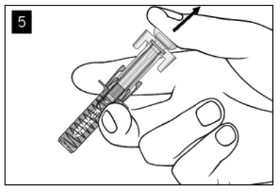 Krok piąty przewodnika pokazuje zwalnianie wypychacza przez wyjęcie kciuka