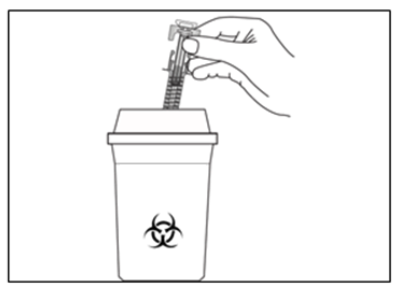 Strzykawka umieszczana w pojemniku na ostre przedmioty do usunięcia po użyciu