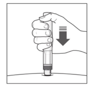 Produkt jest wprowadzany do skóry, co pokazuje strzałka skierowana w dół