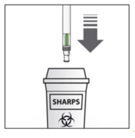 Pióro umieszczane w pojemniku na ostre przedmioty w celu usunięcia po użyciu