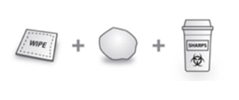 Dodatkowe narzędzia wymagane do wstrzyknięcia to antyseptyczna chusteczka lub wacik nasączony alkoholem, wata lub gaza, jednorazowy pojemnik na ostre przedmioty