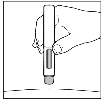 Produkt jest zawieszony pod kątem 90 stopni i kilka cali nad skórą przed wstrzyknięciem