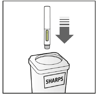 Strzykawka jest umieszczana w pojemniku na ostre przedmioty w celu usunięcia po użyciu