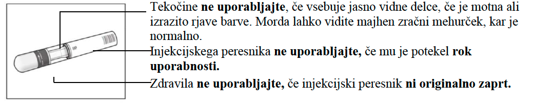 Označena slika izdelka za Cosentyx 150 mg napolnjeno injekcijsko brizgo (SensoReady), ki prikazuje varnostne preglede, ki jih je treba opraviti pred uporabo