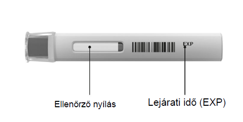 Bontatlan Cosentyx 300 mg UnoReady toll kupakkal, az oldalán, amelyen megjelenik a betekintési ablak és a lejárati dátum