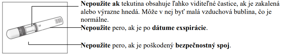Označený obrázek produktu pro Cosentyx 150 mg předplněná injekční stříkačka (SensoReady) zobrazující bezpečnostní kontroly, které je třeba provést před použitím