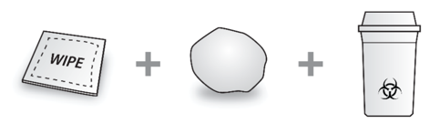 Süstimiseks vajalike lisavahendite hulka kuuluvad antiseptilised salvrätikud või alkoholiga immutatud vatitupsud, vatitups või marli, ühekordne teravate esemete konteiner